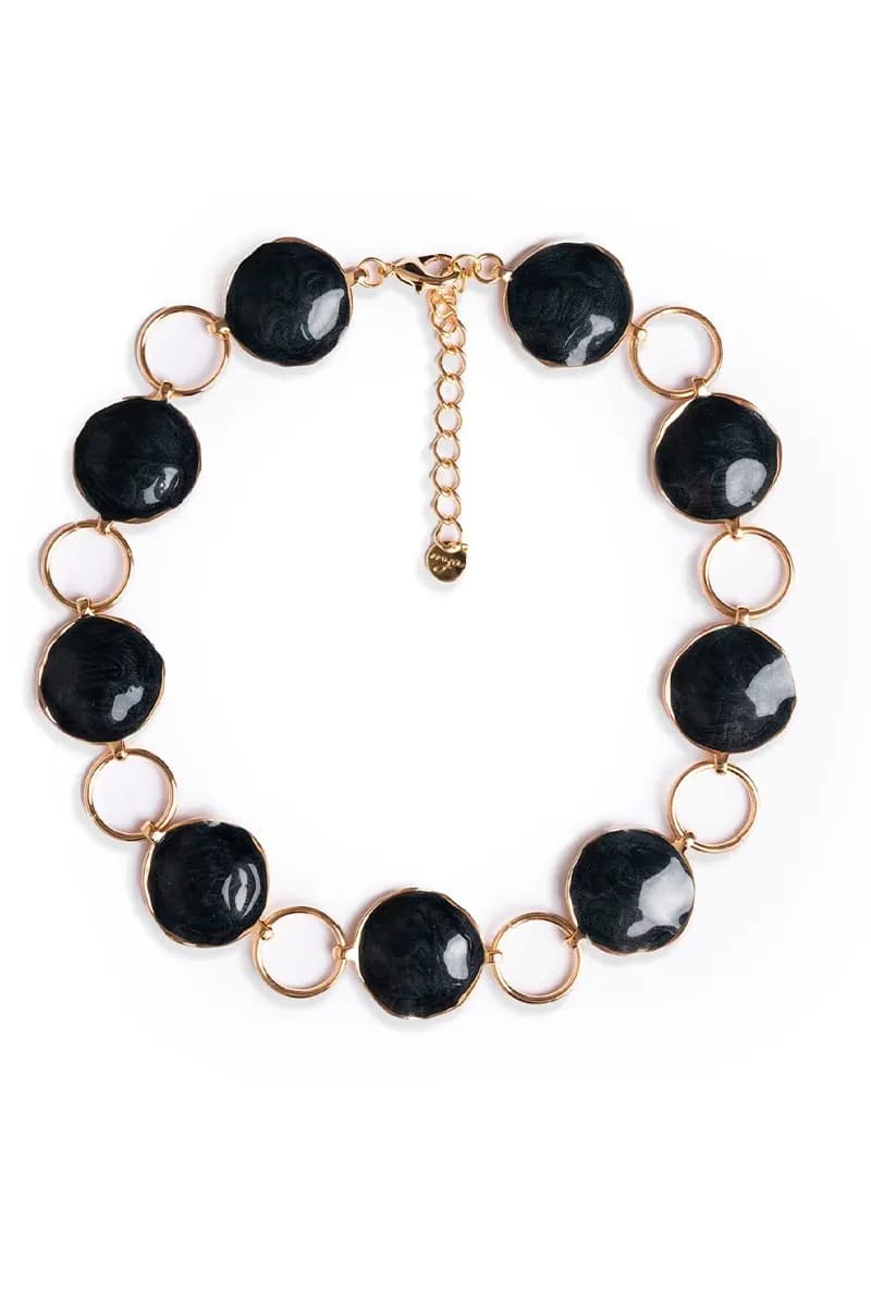 MYA ACCESSORIES | Collana girocollo in metallo con cerchi marmorizzati - 3