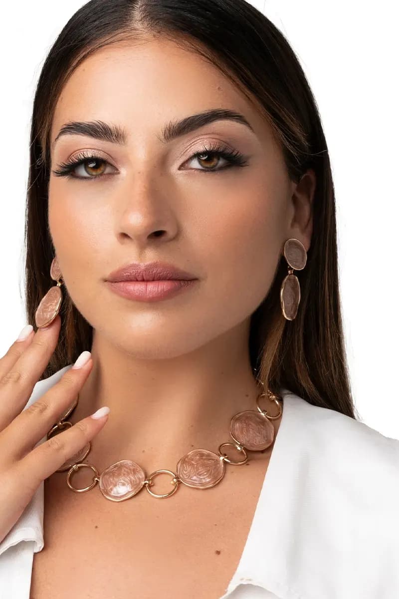 MYA ACCESSORIES | Collana girocollo in metallo con cerchi marmorizzati - 2