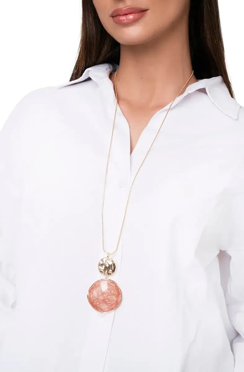 MYA ACCESSORIES | Collana lunga con pendente circolare marmorizzato - 4