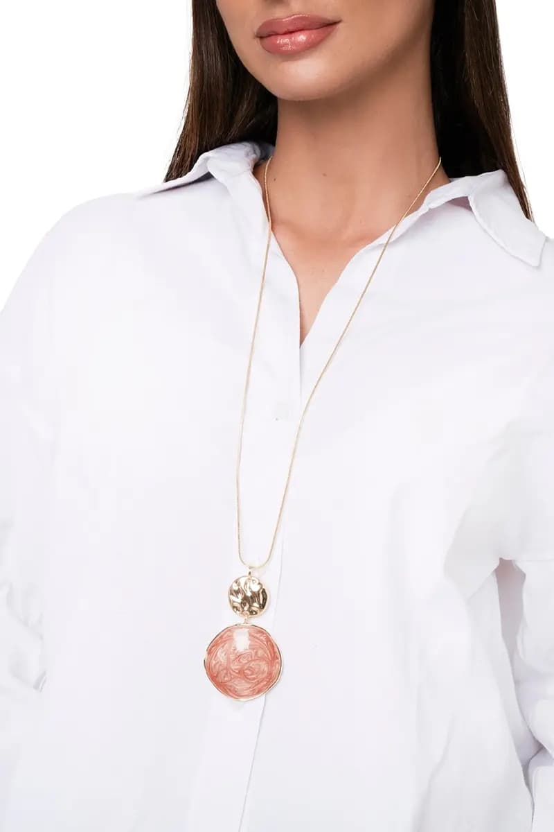 MYA ACCESSORIES | Collana lunga con pendente circolare marmorizzato - 4