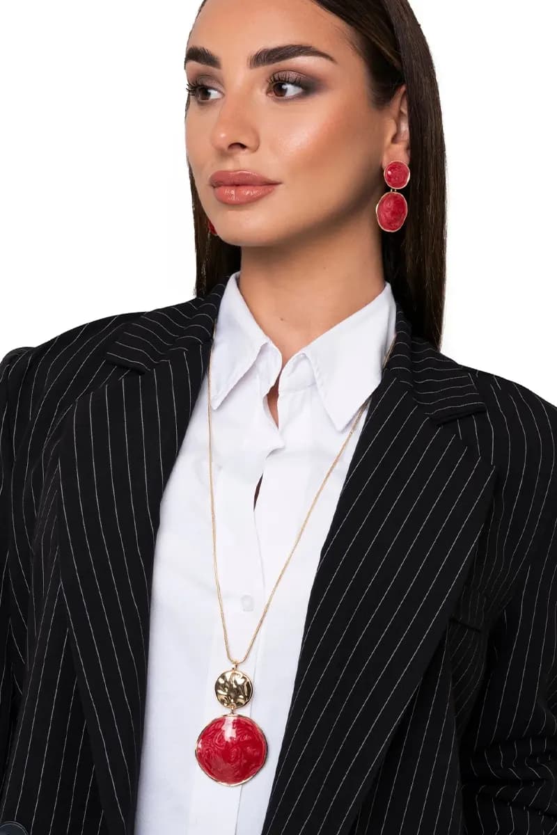 MYA ACCESSORIES | Collana lunga con pendente circolare marmorizzato - 4