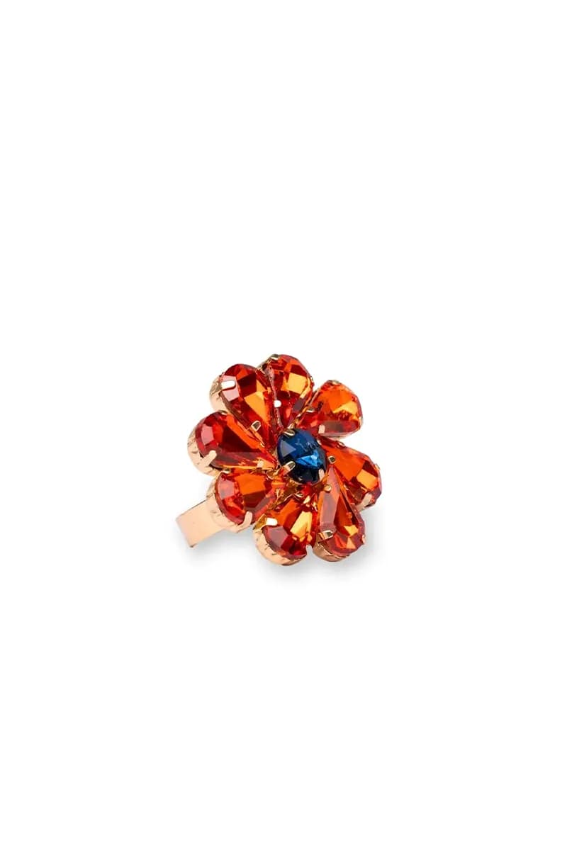 MYA ACCESSORIES | Anello in metallo regolabile con fiore in vetro - 2
