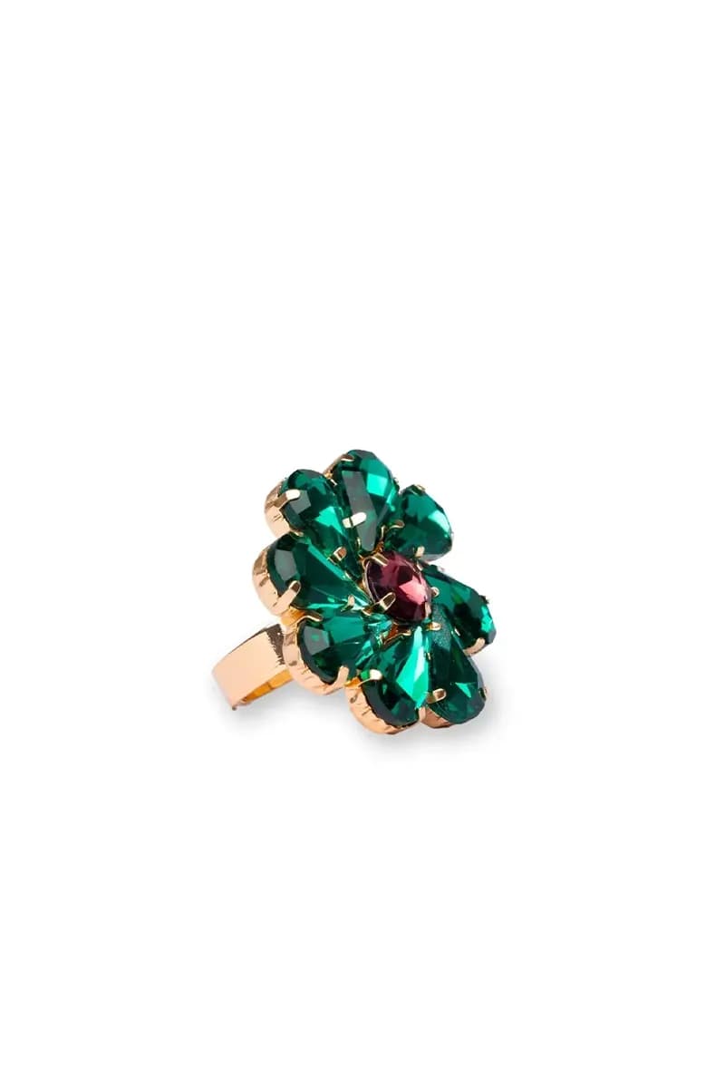 MYA ACCESSORIES | Anello in metallo regolabile con fiore in vetro - 2