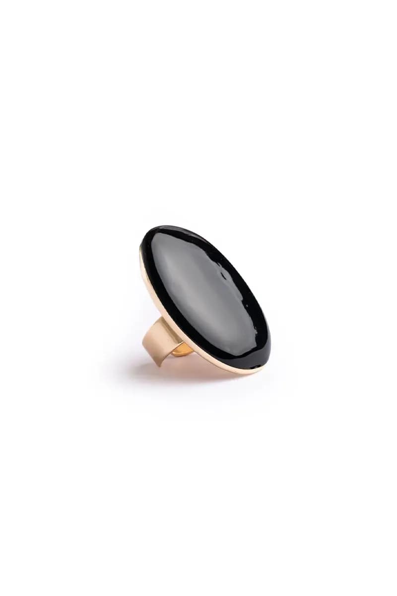 MYA ACCESSORIES | Anello regolabile in metallo con placchetta ovale smaltata - 2