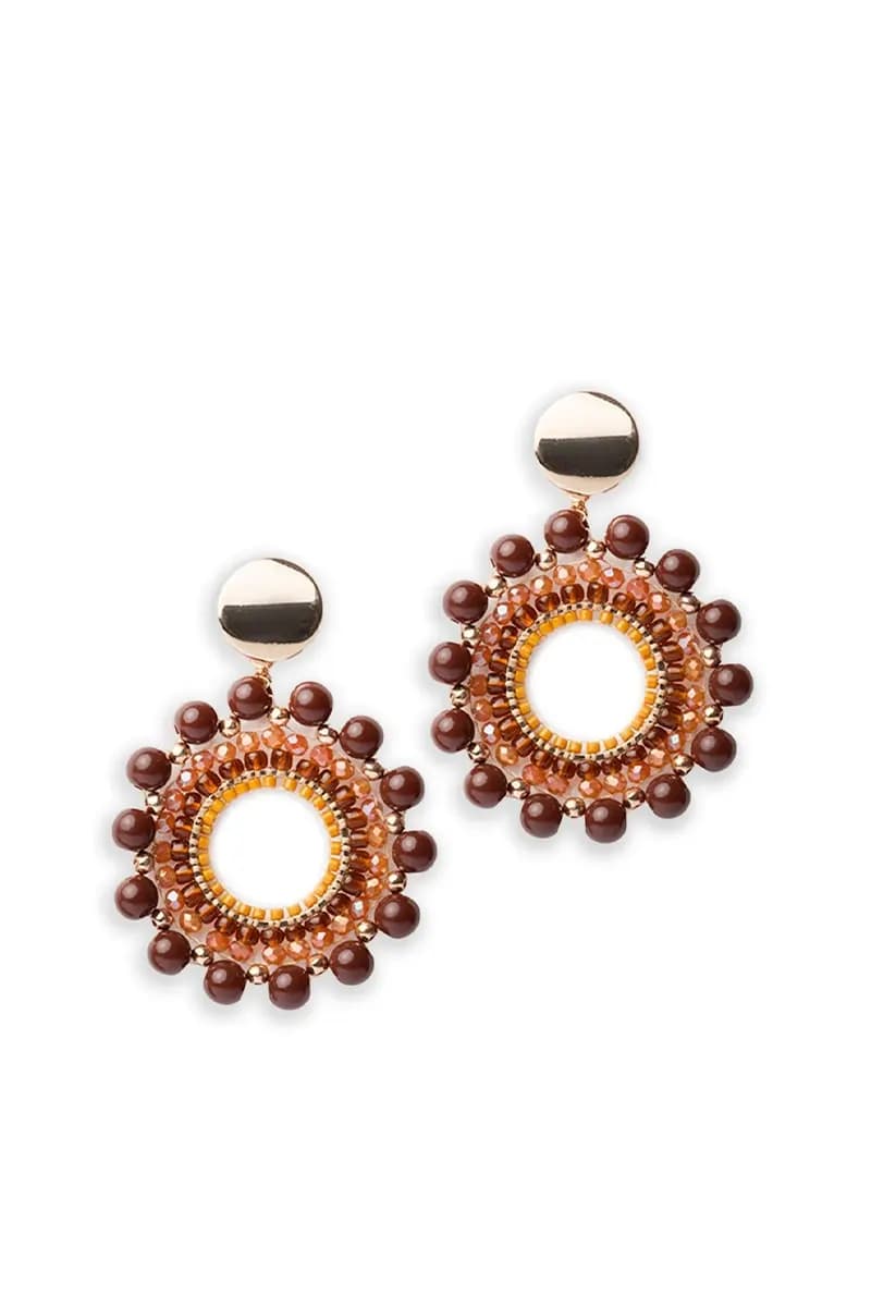 MYA ACCESSORIES | Orecchini pendenti base circolare pietre acrilico - 2