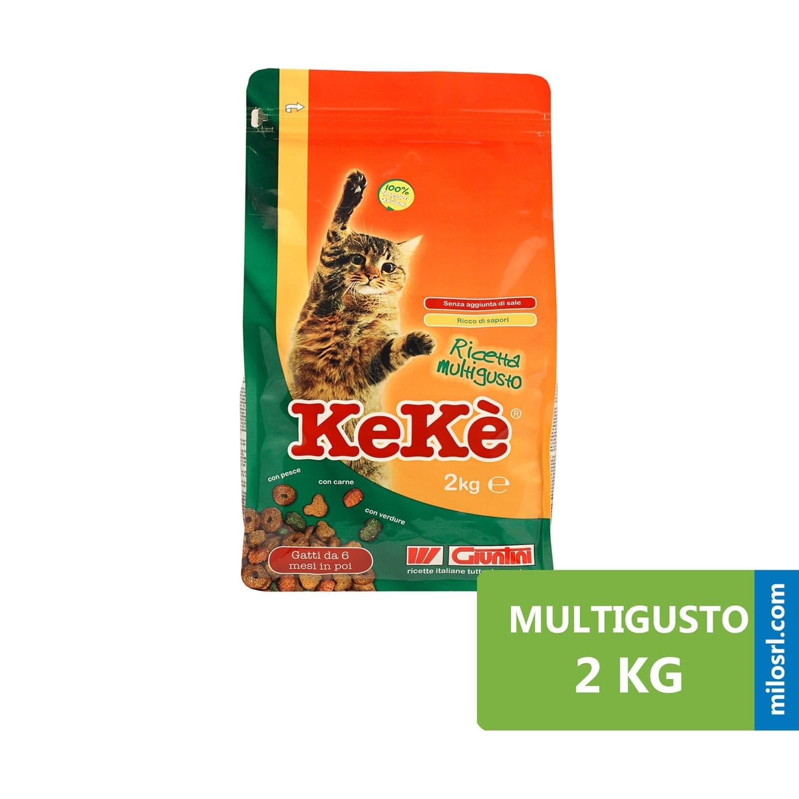Crocchette gatti cibo mangime completo carne cereali verdure giuntini (keke multigusto 2 kg) - 3