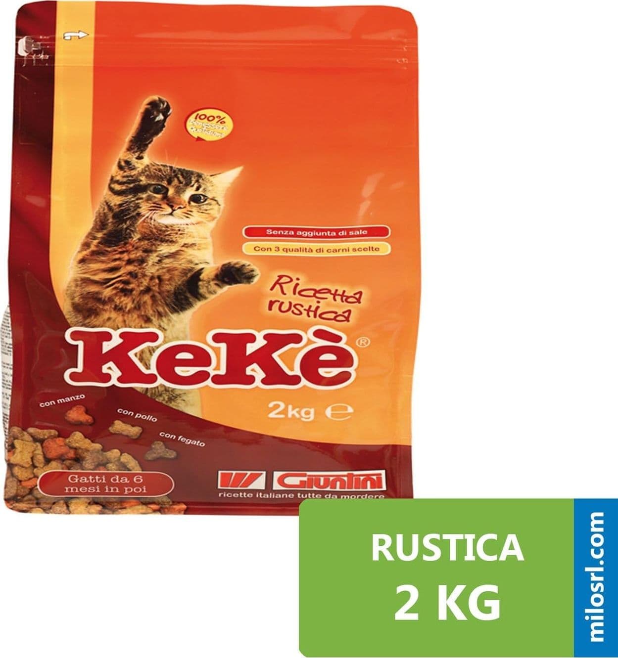 Crocchette gatti cibo mangime completo carne cereali verdure giuntini (keke rustica 2 kg) - 3