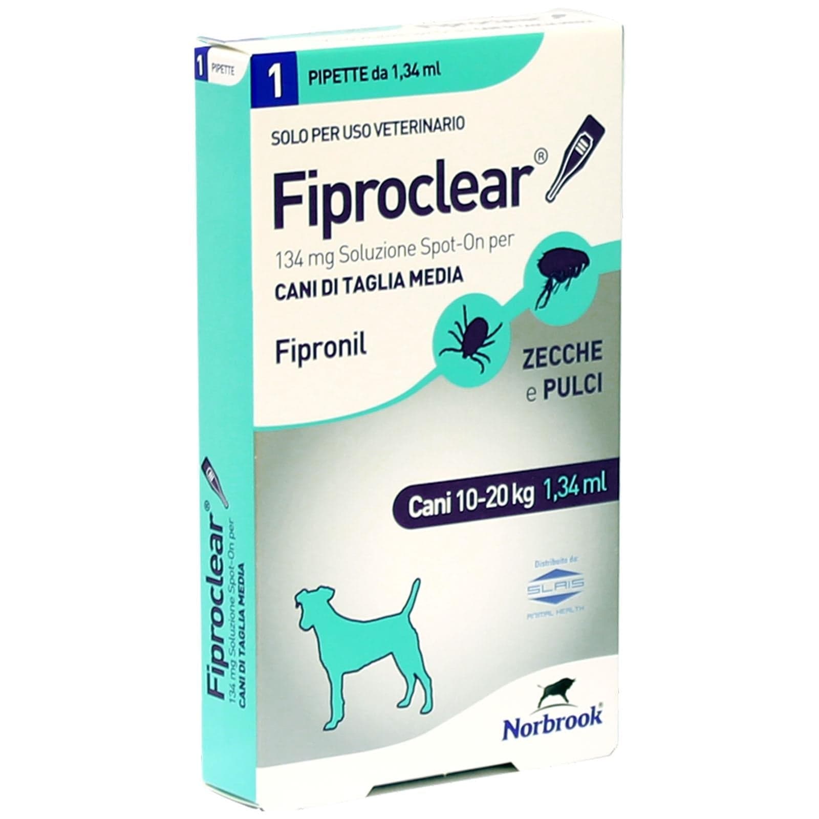 Antiparassitario Cani da 10-20 kg per pulci e zecche "Fiproclear" spot-on 134 mg - 2