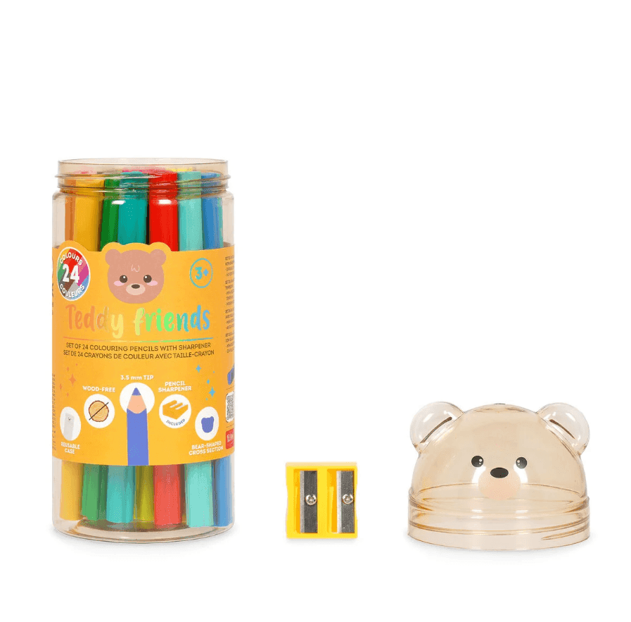 Legami - Set di 24 Matite Colorate con Temperino - Teddy Friends (TDP0001) - 2