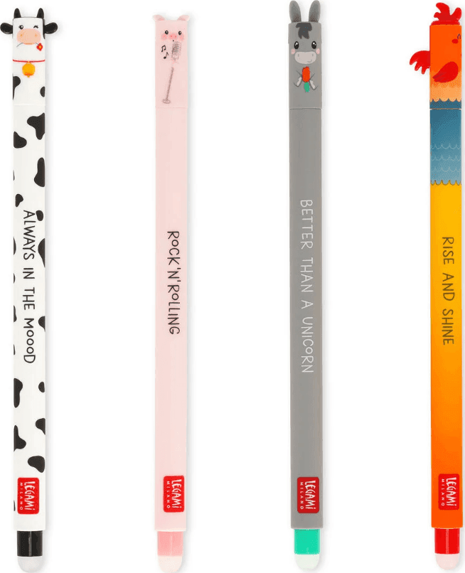 Legami - Set di 4 Penne Gel Cancellabili Farm Sweet Farm - Erasable Pen (EPSET0011) - 2