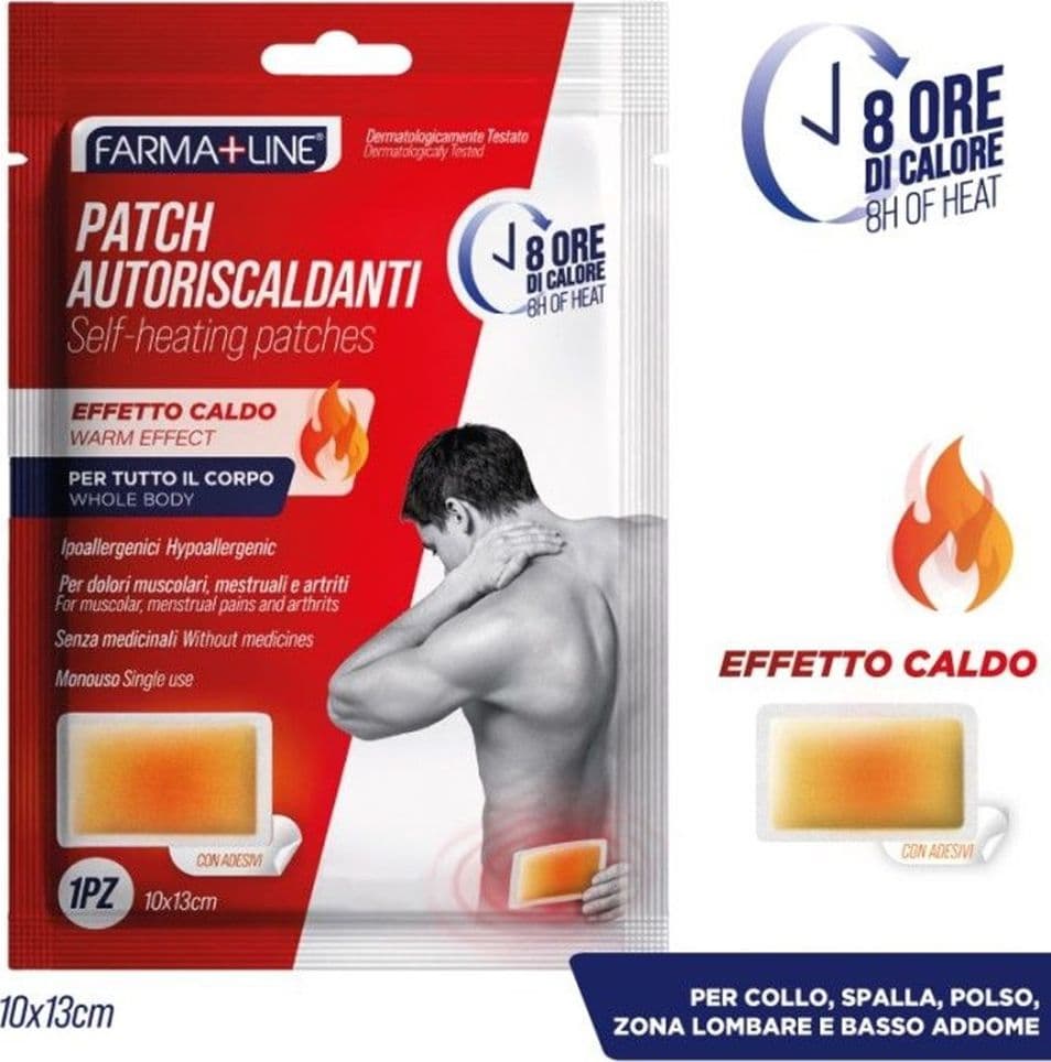 CEROTTO PATCH AUTORISCALDANTE CORPO EFFETTO CALDO MONOUSO CON ADESIVI 10X13CM CER4678A - 2