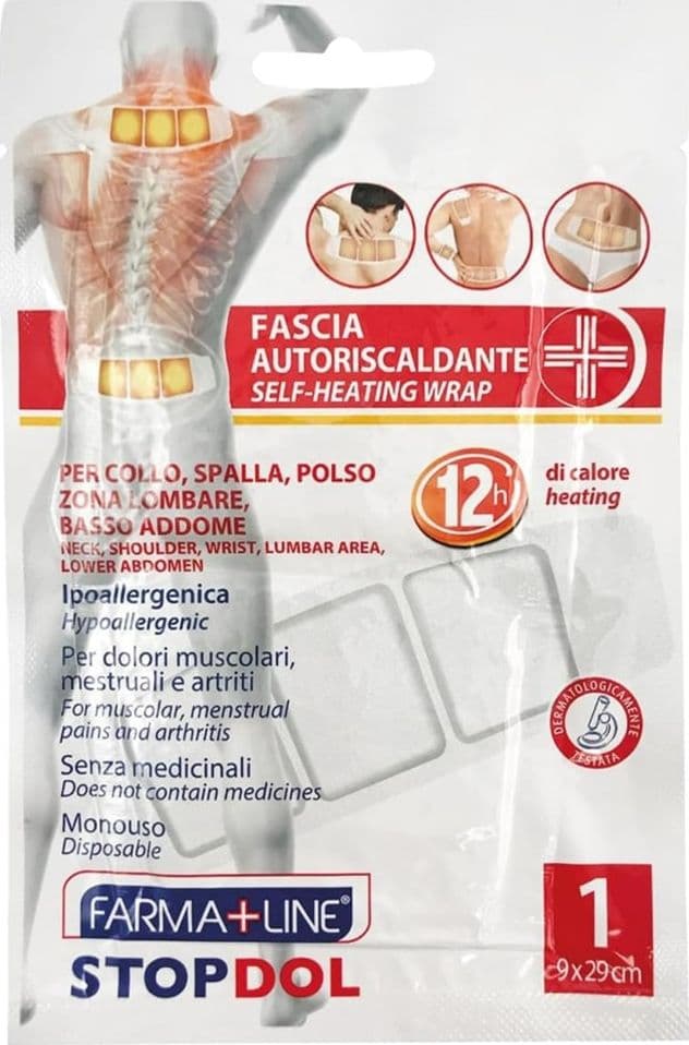 FASCIA AUTORISCALDANTE 29X9 CM 12H DI CALORE MONOUSO PER COLLO SPALLA POLSO CER5239A