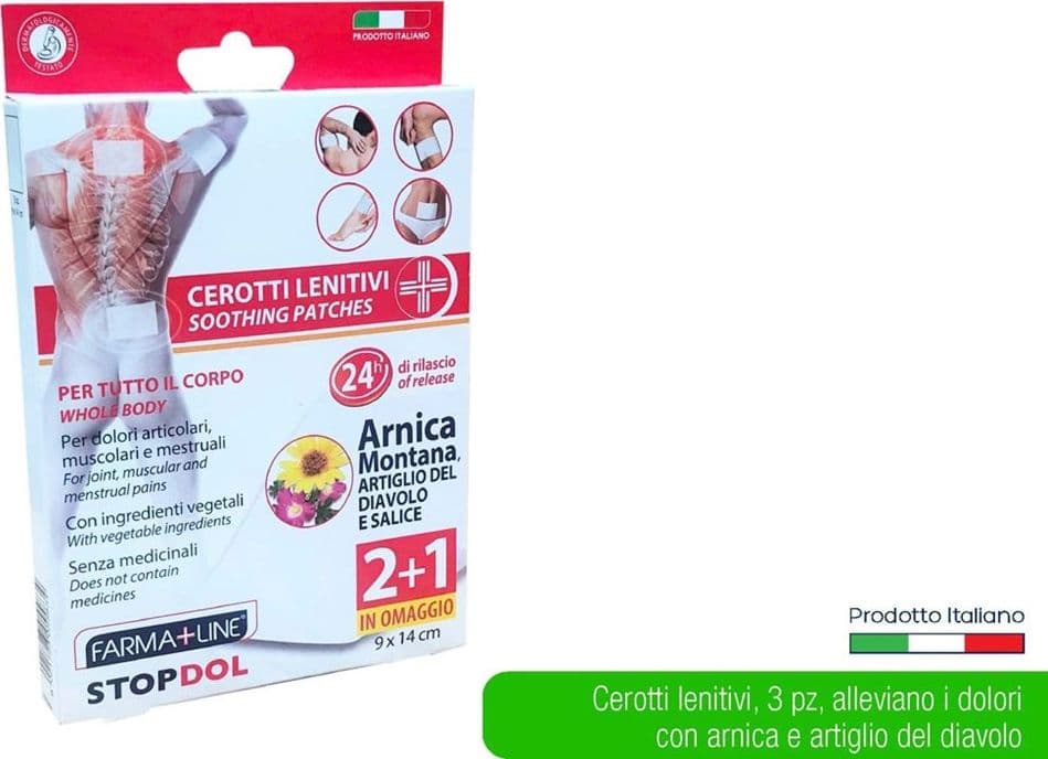 SET 3 PZ CEROTTI LENITIVI 9X14 CM 24 ORE D'AZIONE ARNICA ALLEVIA DOLORI CORPO CER5583A - 2