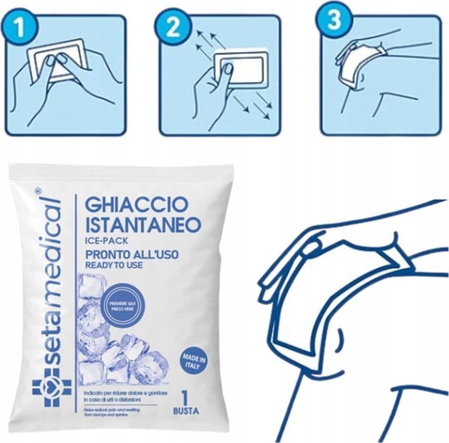 SET 2PZ BUSTA GHIACCIO ISTANTANEO MONOUSO IMPACCO FREDDO SECCO PRONTO USO DOLORE 625259A - 4