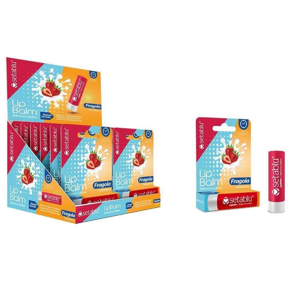 SET 12PZ BALSAMO LABBRA AL PROFUMO DI FRAGOLA IDRATANTE PROTETTIVO STICK 2,2G 620643A