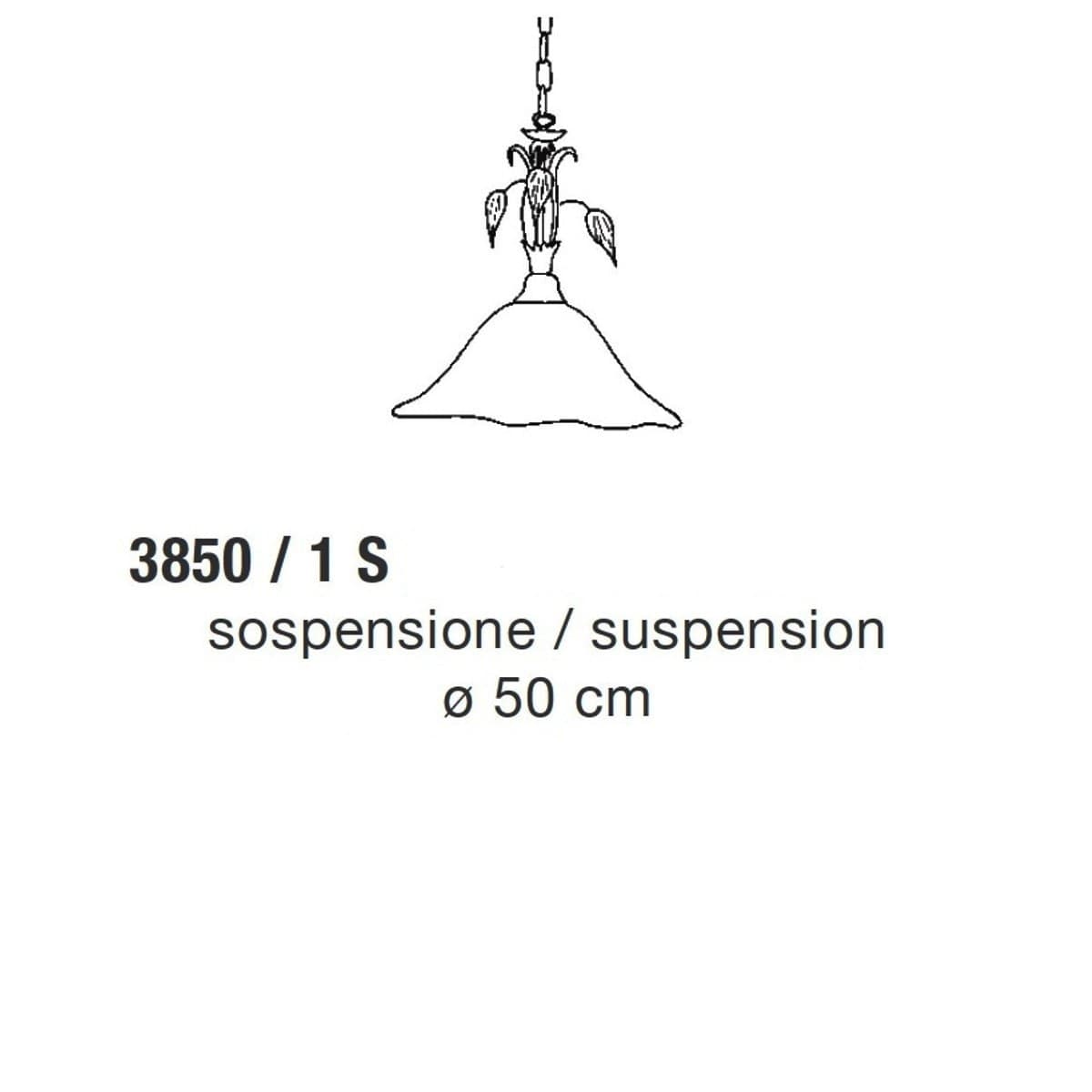 Lampadario classico LAM 3850 1S E27 LED metallo vetro sospensione - 4