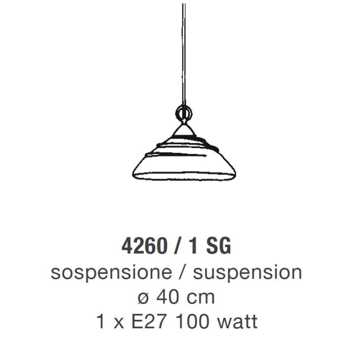 Lampadario classico LAM 4260 1SG E27 LED metallo vetro sospensione - 7