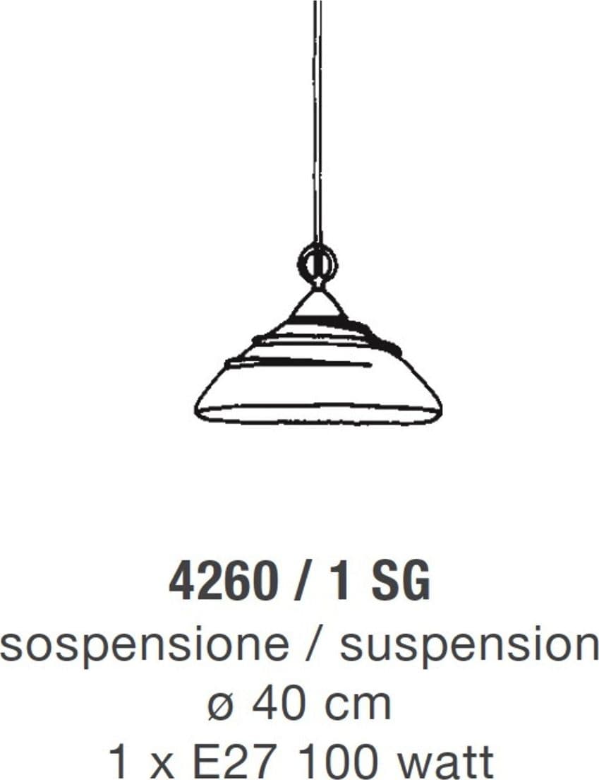 Lampadario classico LAM 4260 1SG E27 LED metallo vetro sospensione - 3