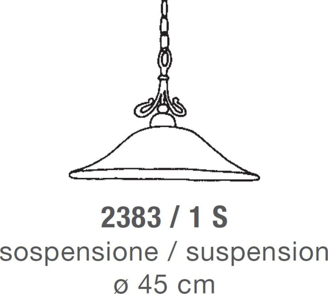 Lampadario classico LAM 2383 1S E27 LED metallo vetro sospensione - 3