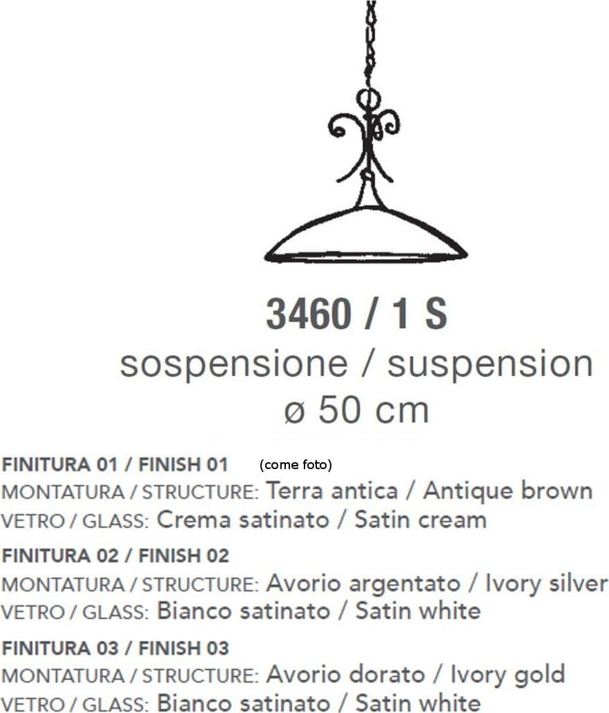 Lampadario classico LAM 3460 1S E27 LED vetro sospensione - 2