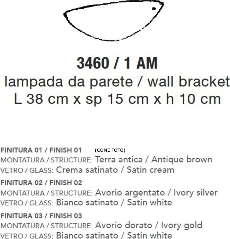 Applique classico LAM 3460 1 AM E27 LED vetro lampada parete - 2