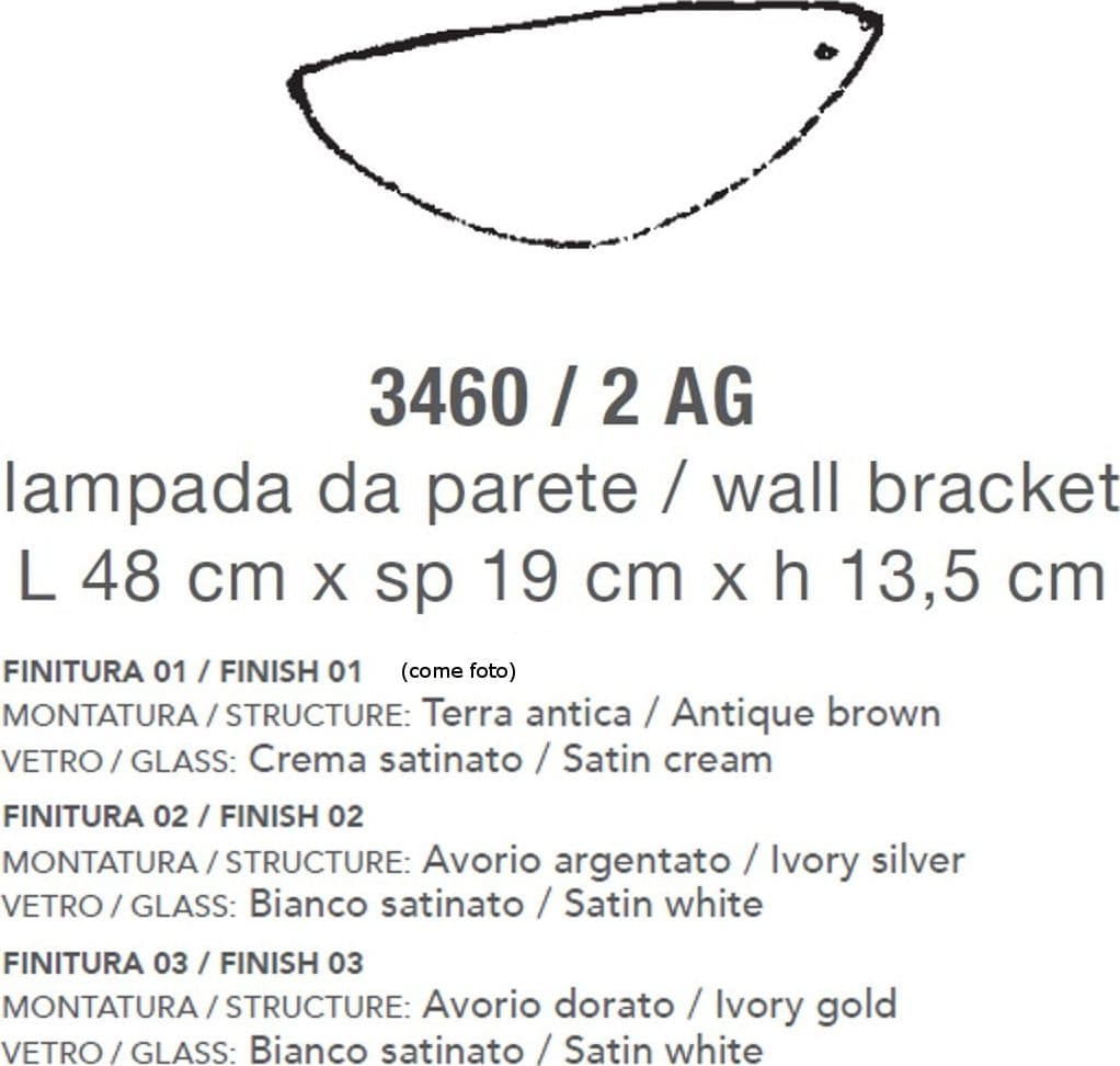 Applique classica LAM 3460 2 AG E27 LED vetro lampada parete - 2