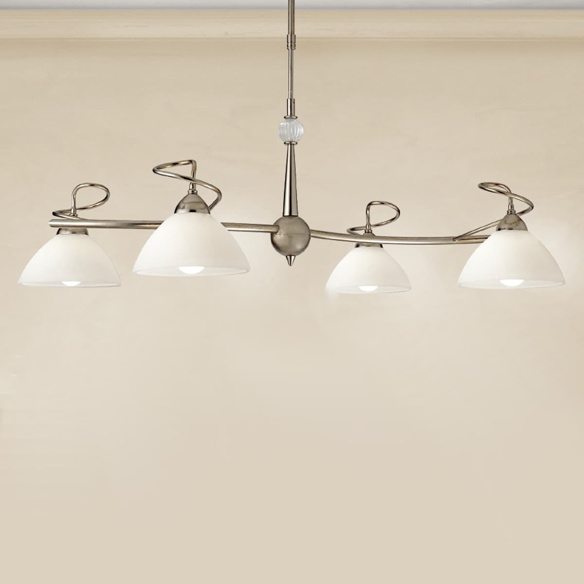 Lampadario classico LAM 3620 4B E14 LED metallo vetro sospensione - 8