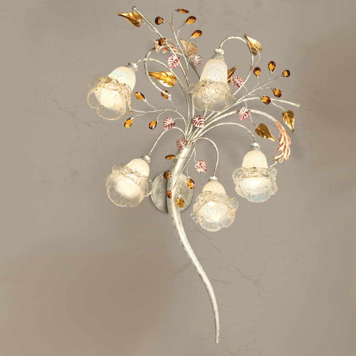 Applique classico LAM 4020 5A E14 LED metallo vetro lampada parete - 7