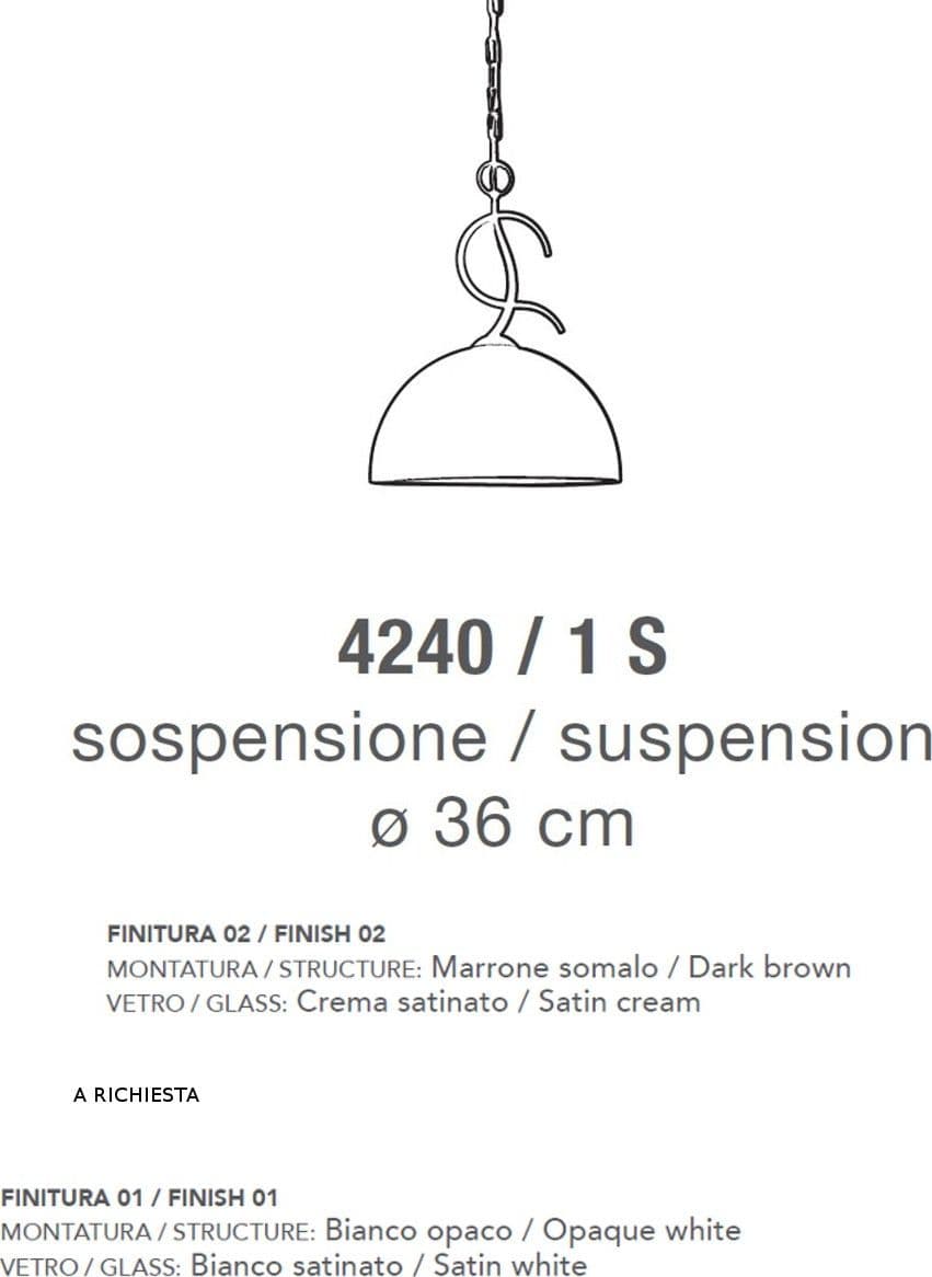 Lampadario classico LAM 4240 1S E27 LED metallo vetro sospensione - 3