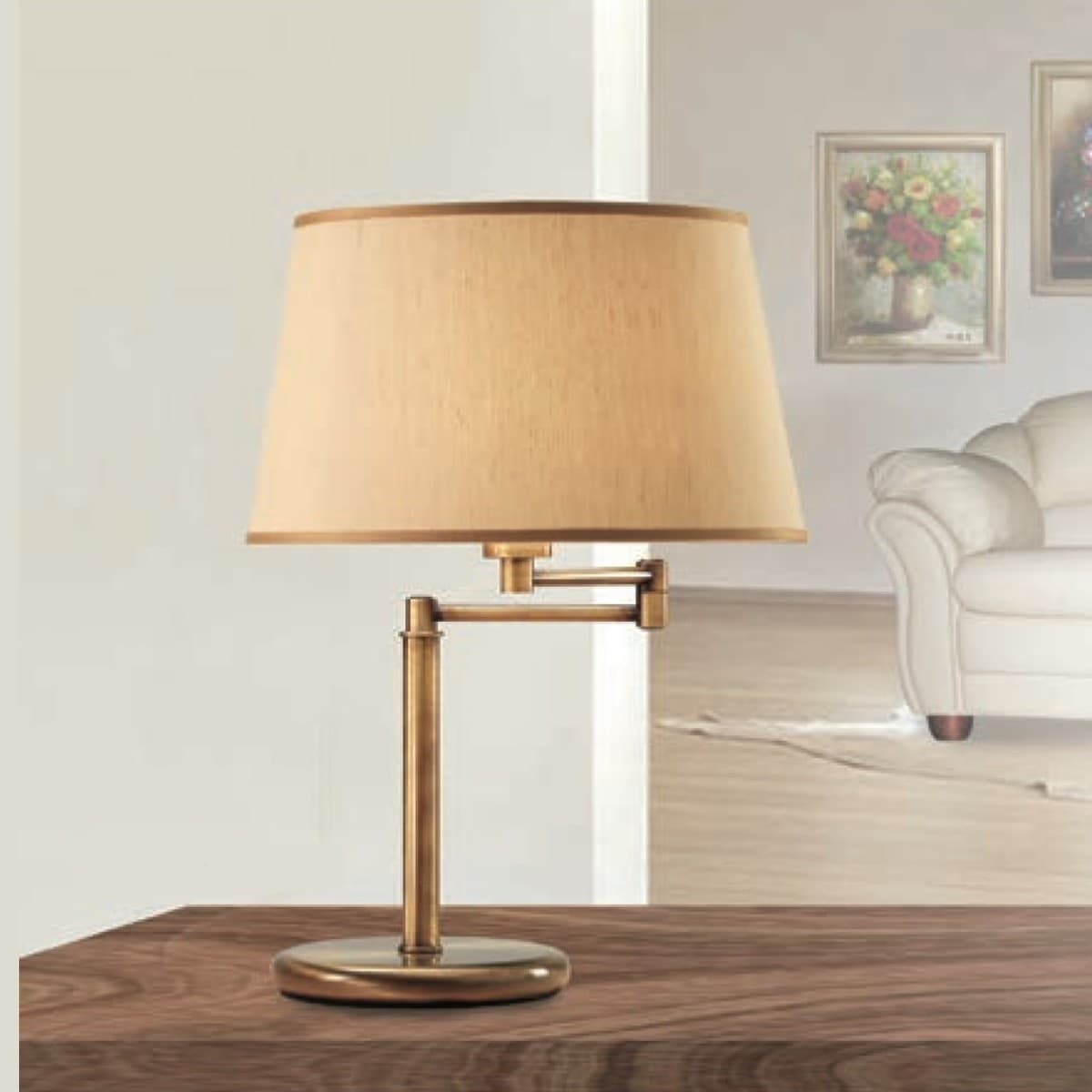 Abat-jour classica LAM 6990 1 LTG E27 LED orientabile metallo tessuto lampada tavolo - 2