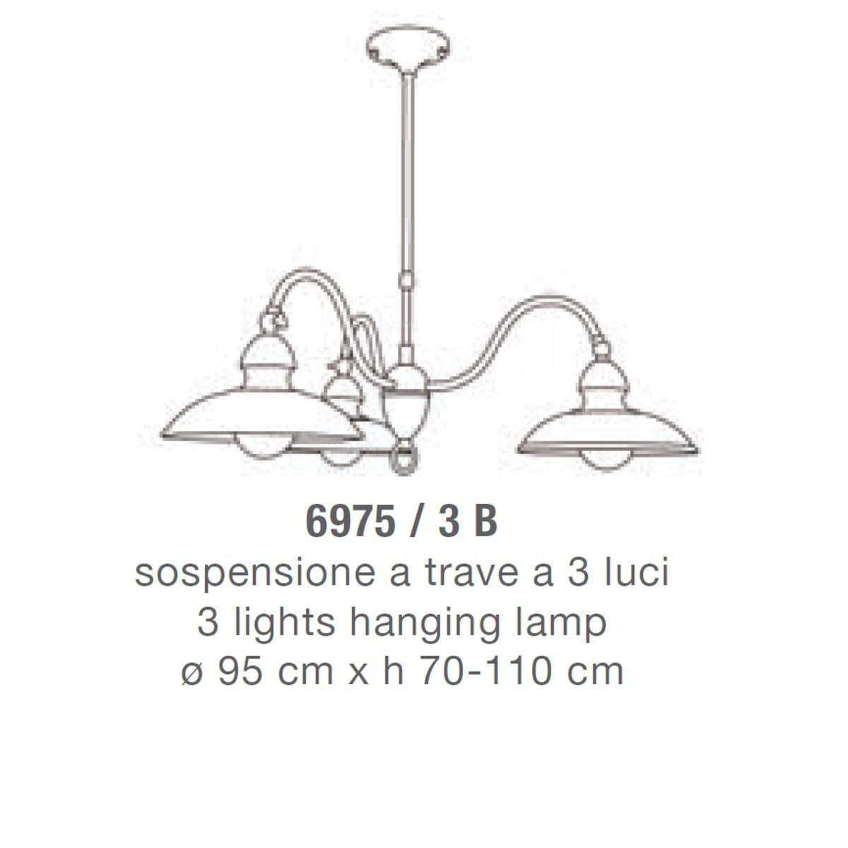 Lampadario classico LAM 6975 3B E27 LED metallo sospensione - 3