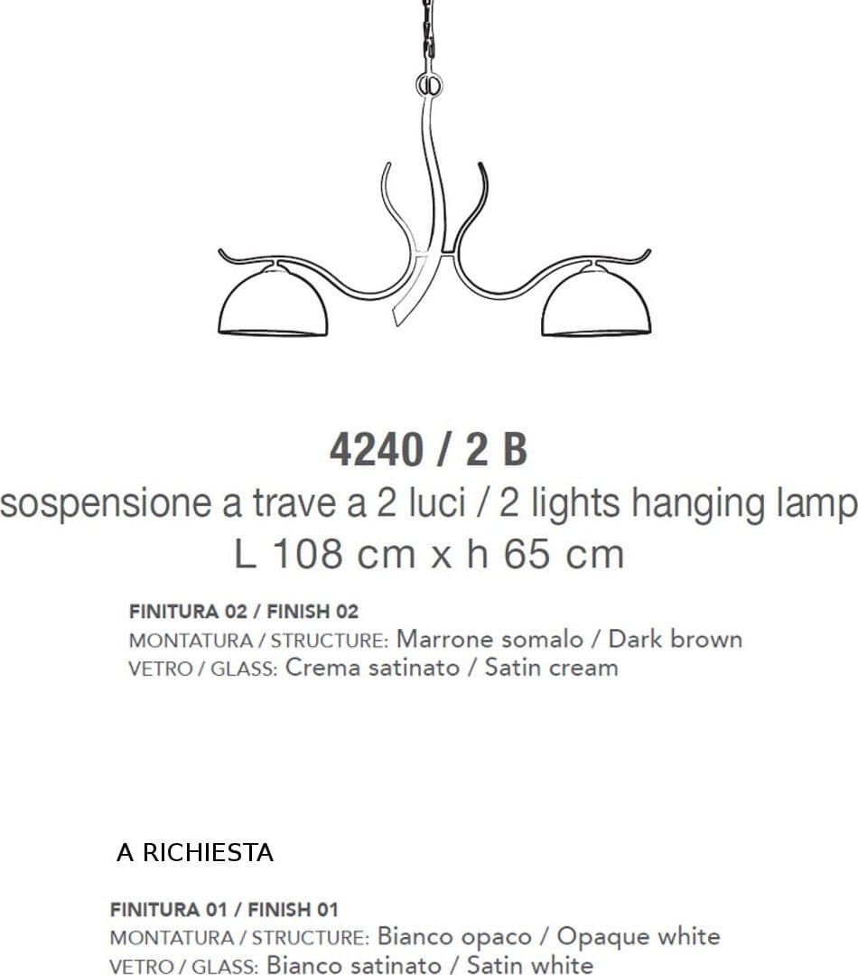 Bilanciere classico LAM 4240 2B E27 LED metallo vetro lampadario - 2