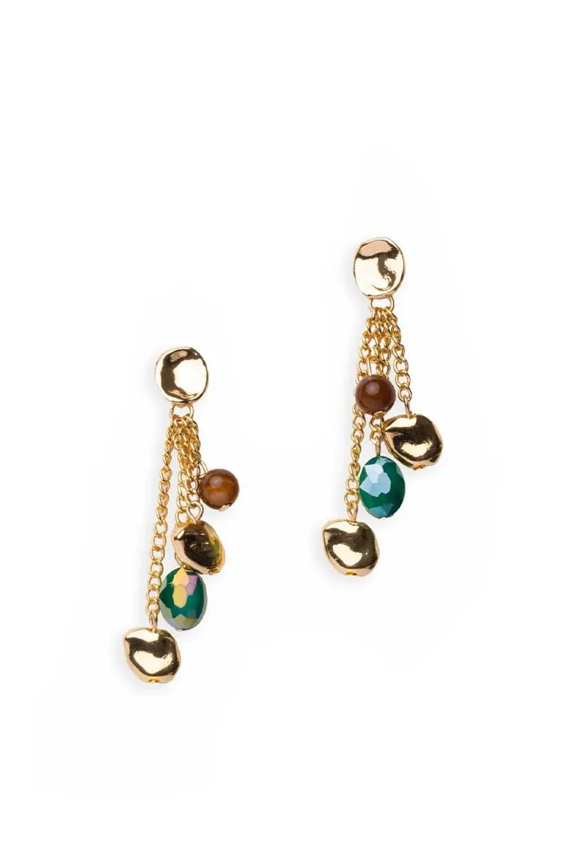 MYA ACCESSORIES | Orecchini pendenti a a catena a metallo con pietre in acrilico - 2