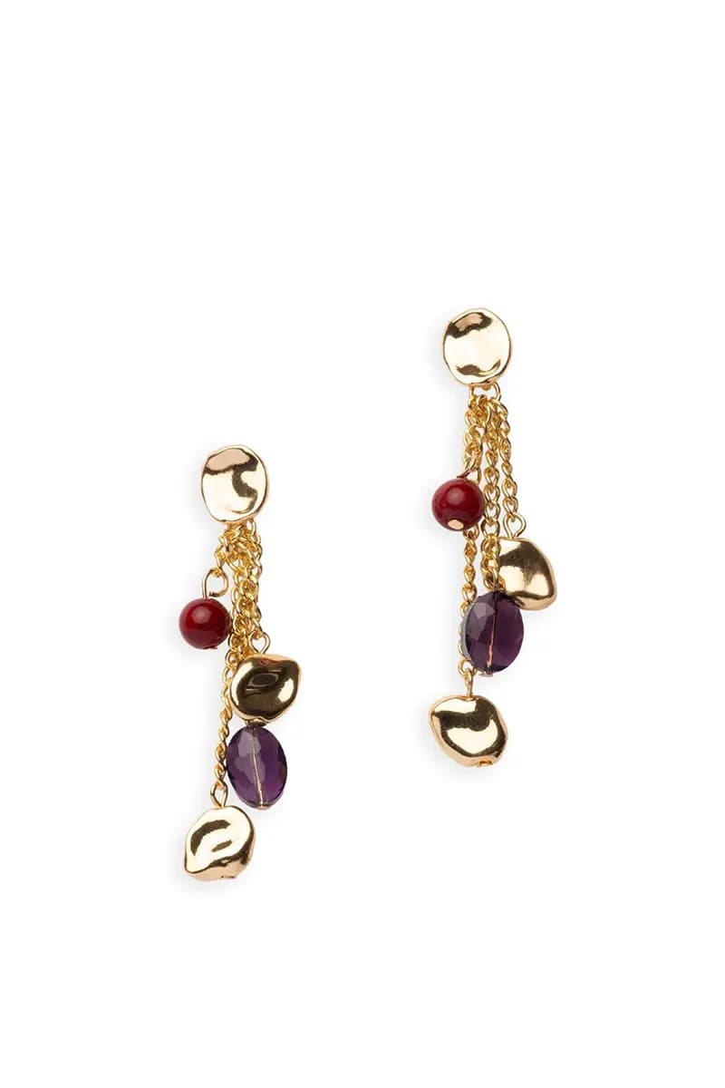 MYA ACCESSORIES | Orecchini pendenti a a catena a metallo con pietre in acrilico - 2