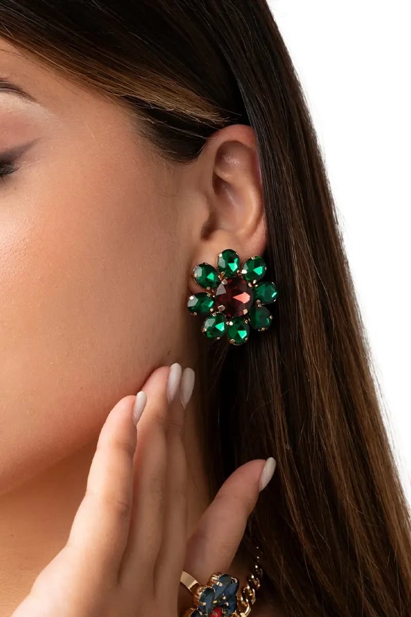 MYA ACCESSORIES | Orecchini a clip a forma di fiore in vetro - 3