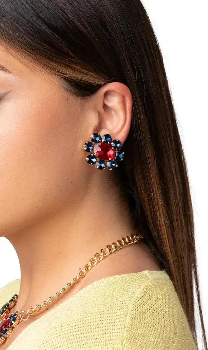 MYA ACCESSORIES | Orecchini a clip a forma di fiore in vetro