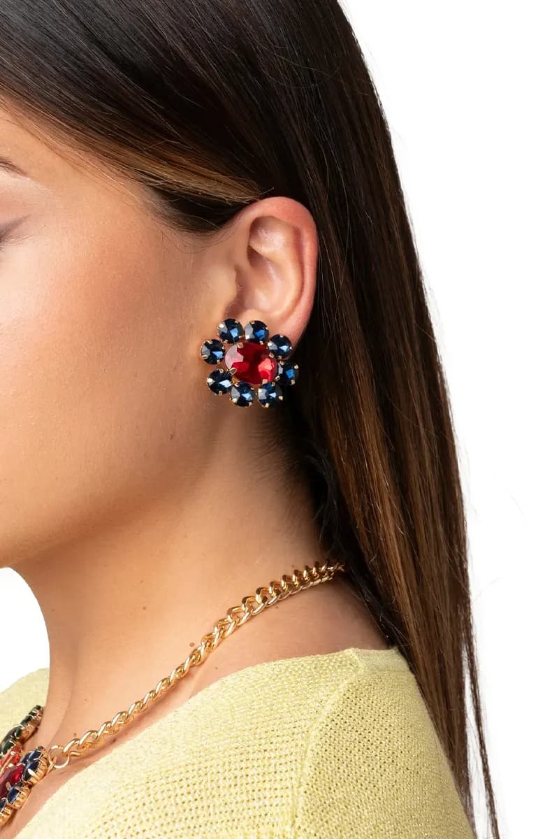 MYA ACCESSORIES | Orecchini a clip a forma di fiore in vetro - 3