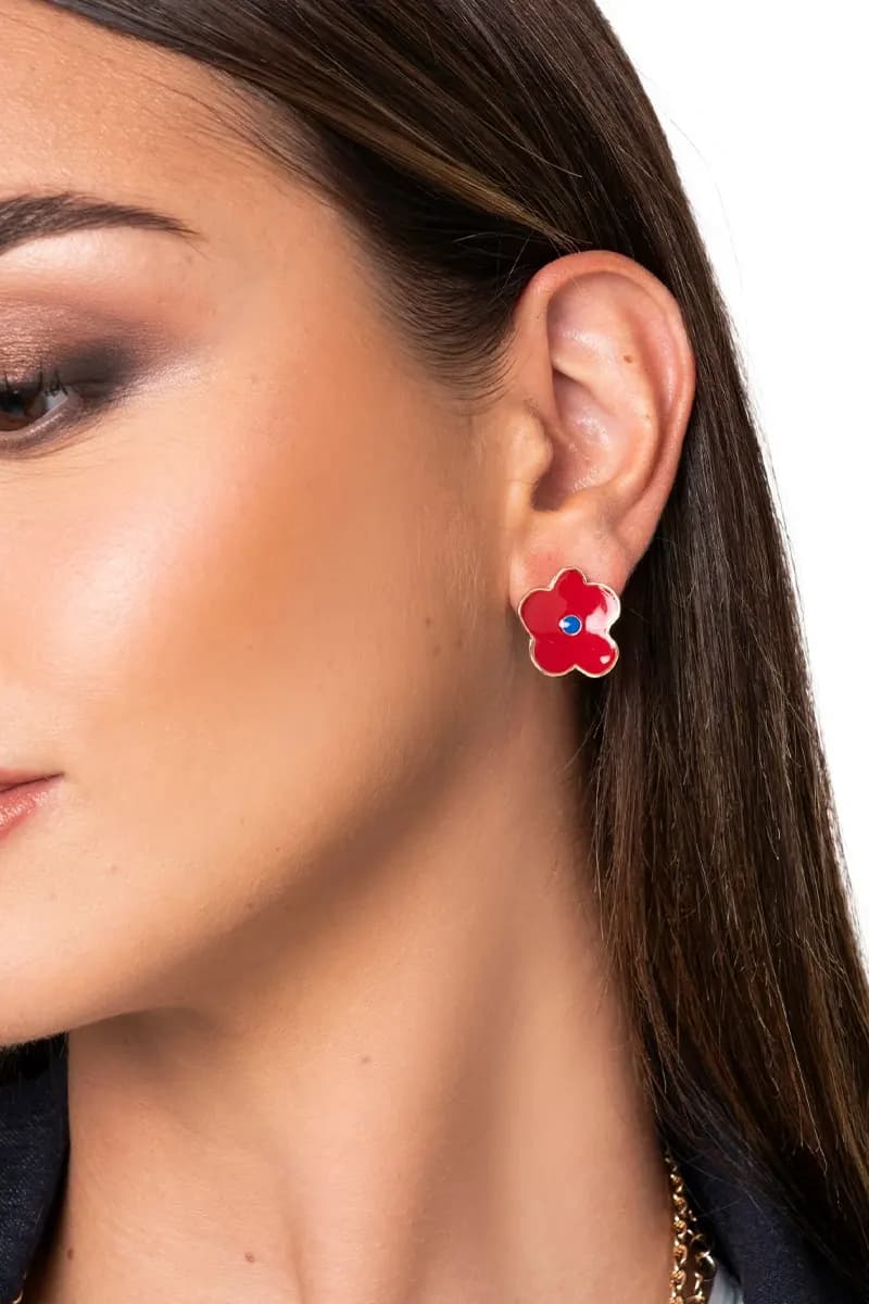 MYA ACCESSORIES | Orecchini in metallo con fiore smaltato - 3