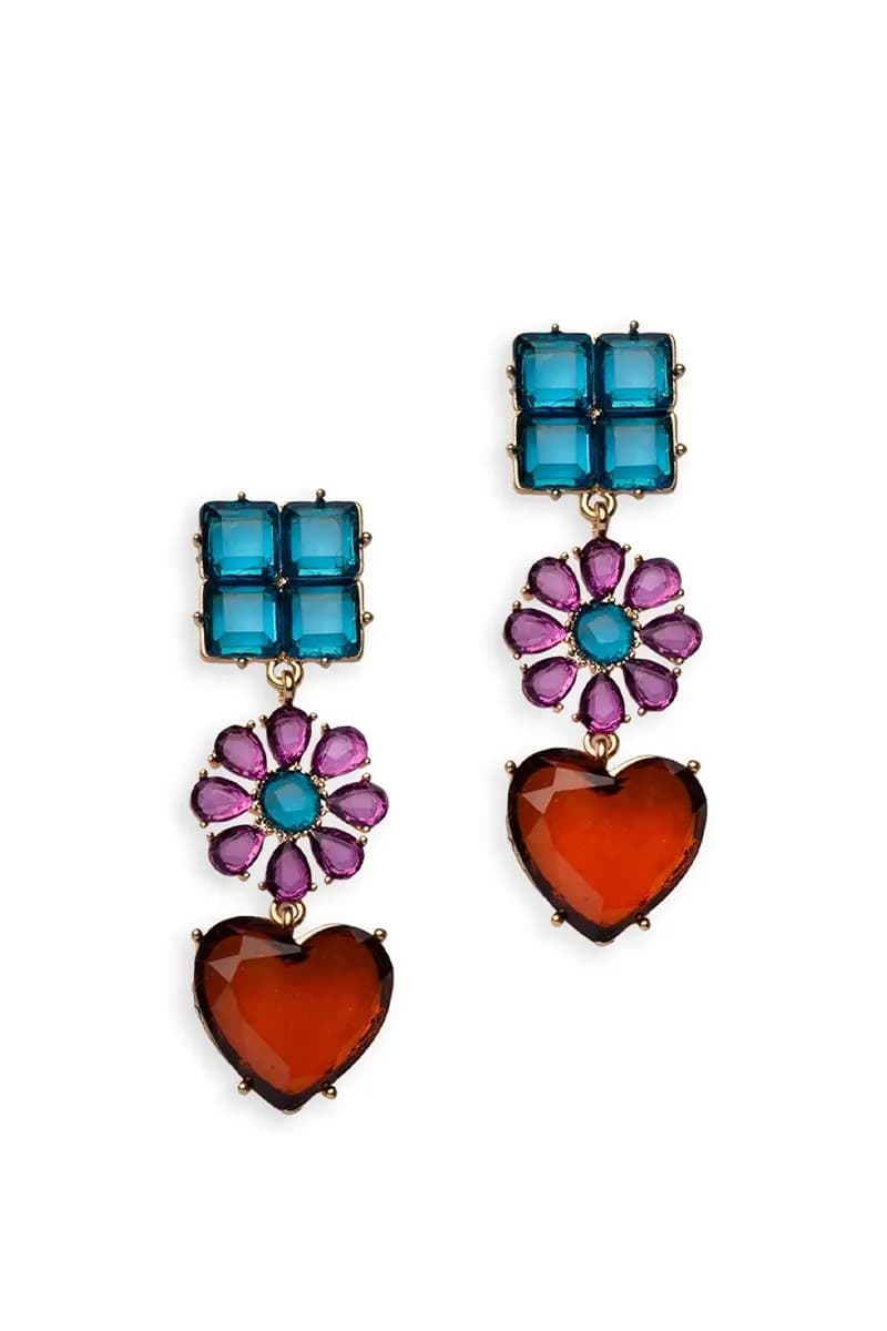 MYA ACCESSORIES | Orecchini pendenti fiore cuore in acrilico trasparente - 2