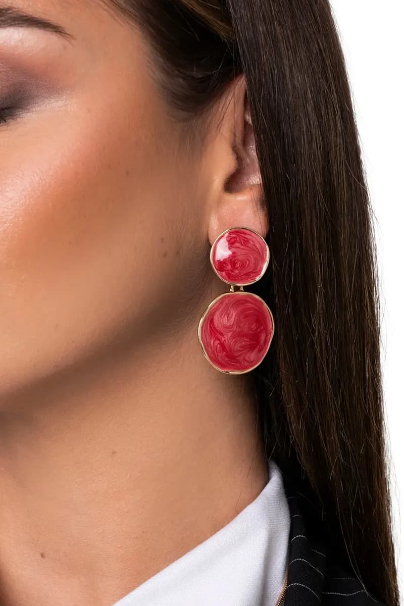 MYA ACCESSORIES | Orecchini pendenti doppio cerchio marmorizzato - 3