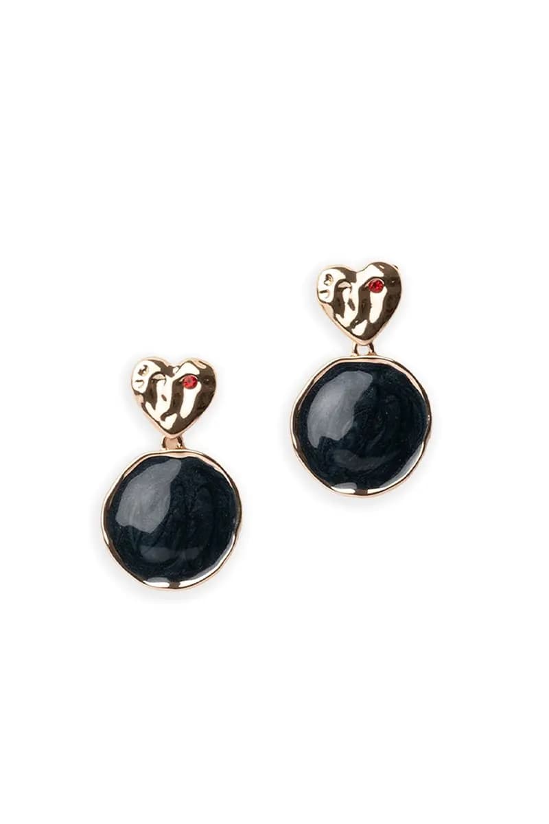 MYA ACCESSORIES | Orecchini pendenti placchetta cuore cerchio marmorizzato - 2