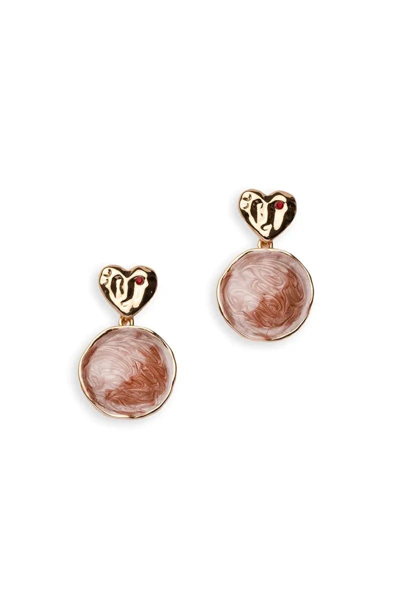 MYA ACCESSORIES | Orecchini pendenti placchetta cuore cerchio marmorizzato - 2