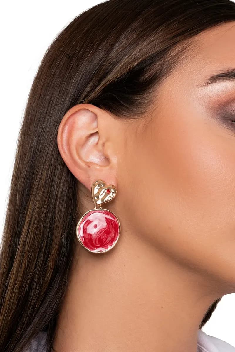 MYA ACCESSORIES | Orecchini pendenti placchetta cuore cerchio marmorizzato - 3