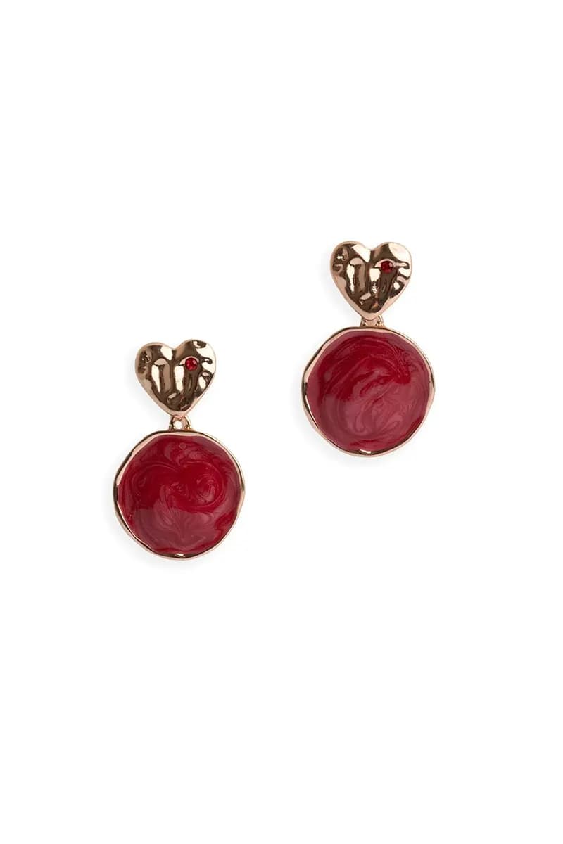 MYA ACCESSORIES | Orecchini pendenti placchetta cuore cerchio marmorizzato - 2