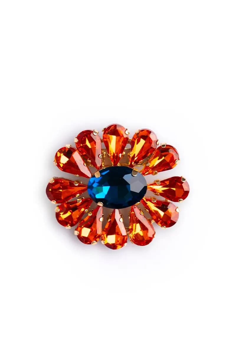 MYA ACCESSORIES | Spilla in metallo a forma di fiore con pietre in vetro - 2