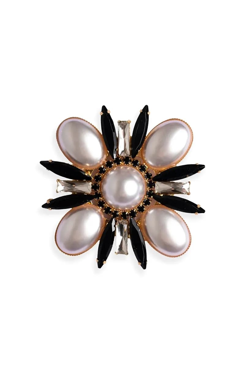 MYA ACCESSORIES | Spilla in metallo a forma di fiore con pietre in vetro - 2
