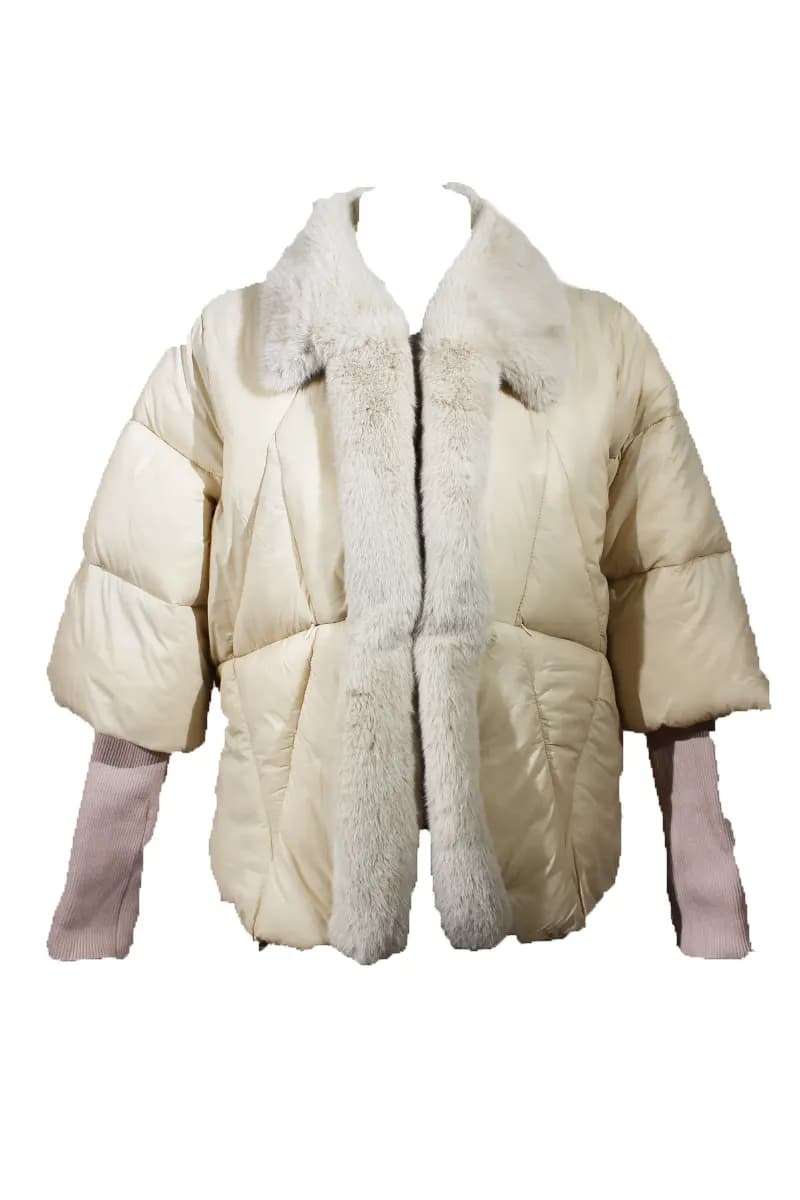 AYFEE | Piumino collo pelliccia staccabile maniche maglia - 5