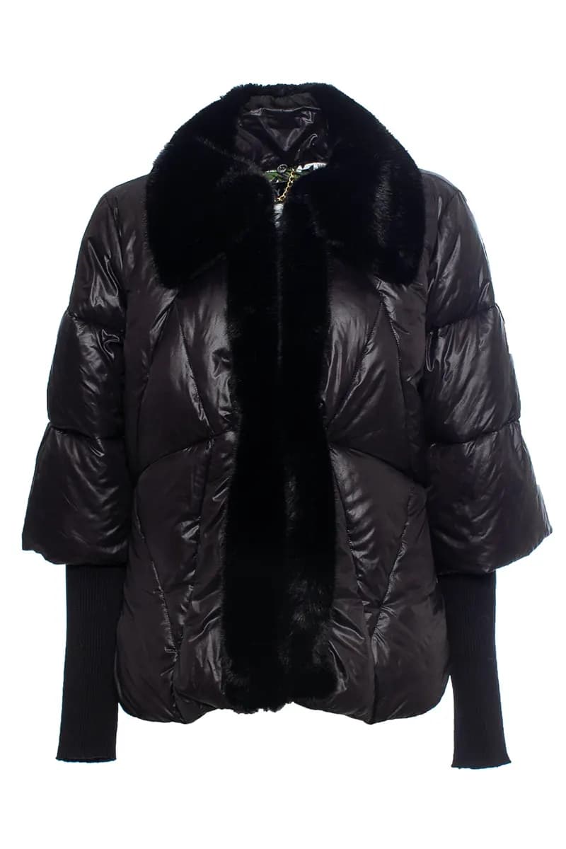 AYFEE | Piumino collo pelliccia staccabile maniche maglia - 6