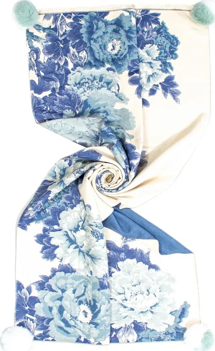 AYFEE | Sciarpa jacquard flower con pon pon - 2