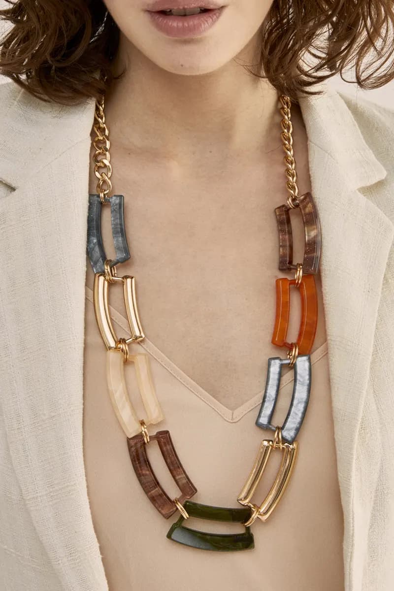 NALÌ | Collana lunga Ely in resina arancio mix - 4